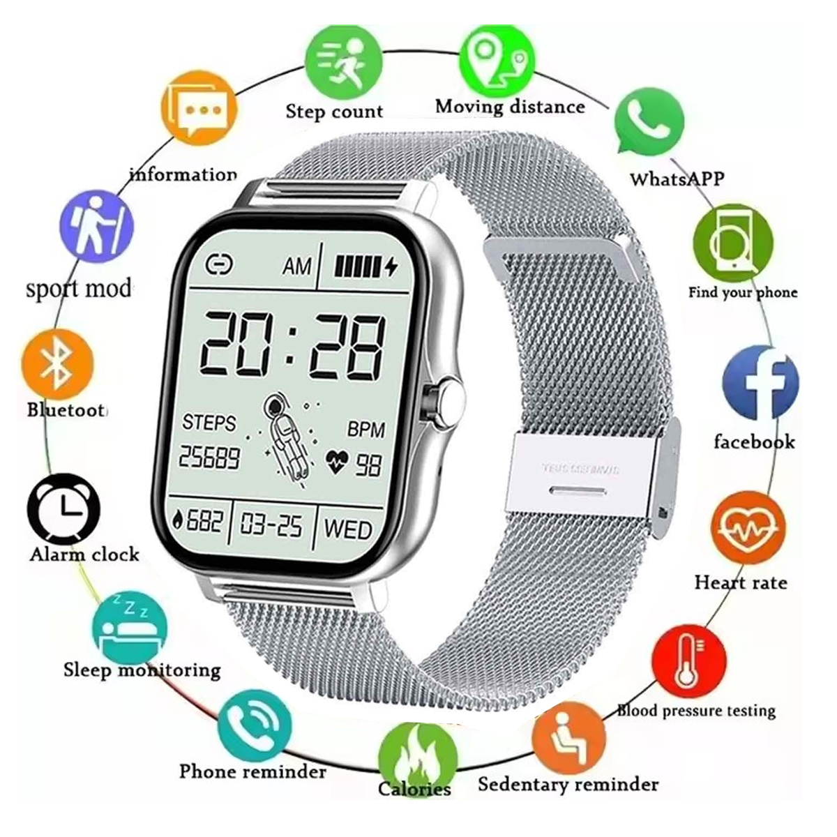 SMART WATCH BLUETOOTH PRATEADO - Imagen 4