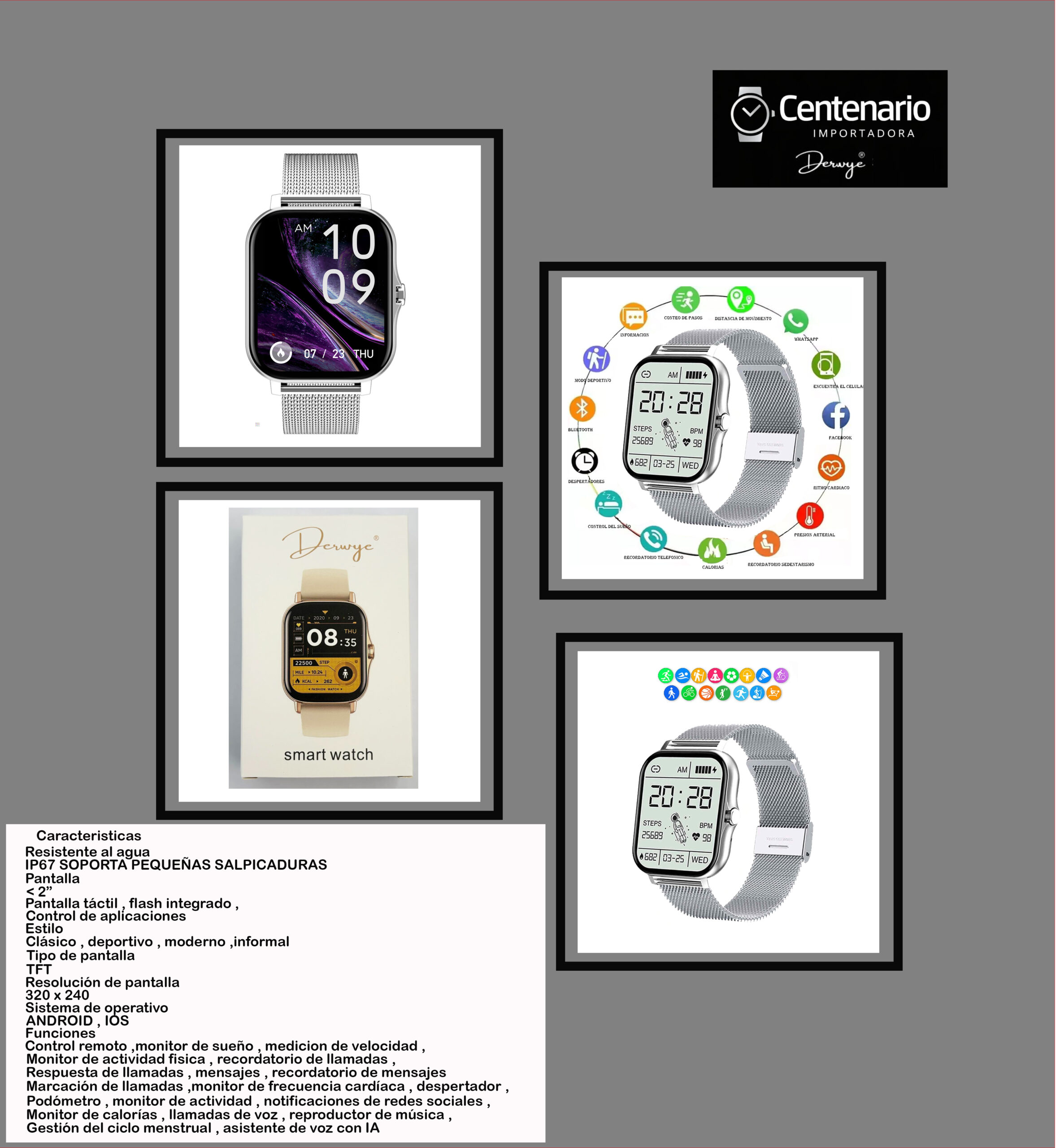 SMART WATCH BLUETOOTH PRATEADO - Imagen 5